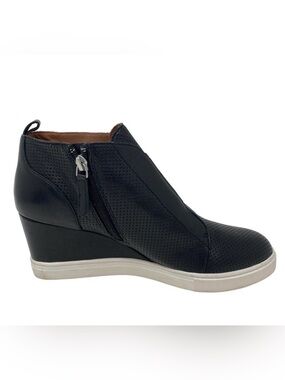 LINEA Paolo Women's Black Felicia Wedge Sneaker Bootie Size 9M